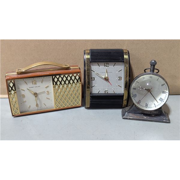 VTG Lot of Desk / Table Clocks w/ Westclox, Phinney-Walker