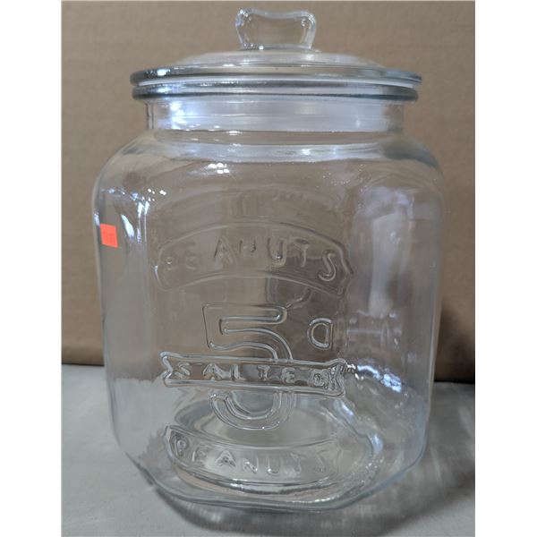 VTG Glass Peanut  / Serving Jar w/ Lid
