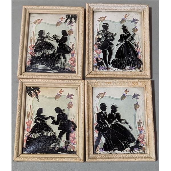 VTG Framed Silhouette Art Prints - Set of Four