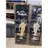 Image 2 : Lot of Four VTG Asian Black Lacquer Wall Panels