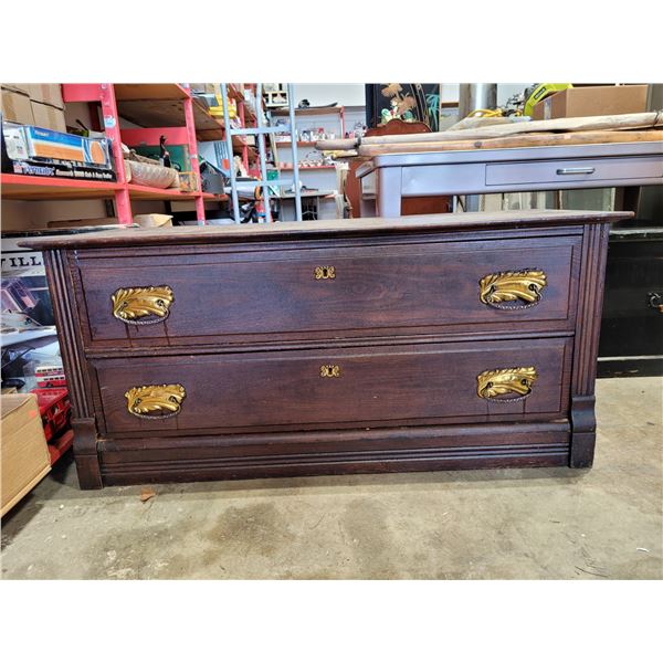 VTG Wooden Chest of Two Drawers w/ Key Holes