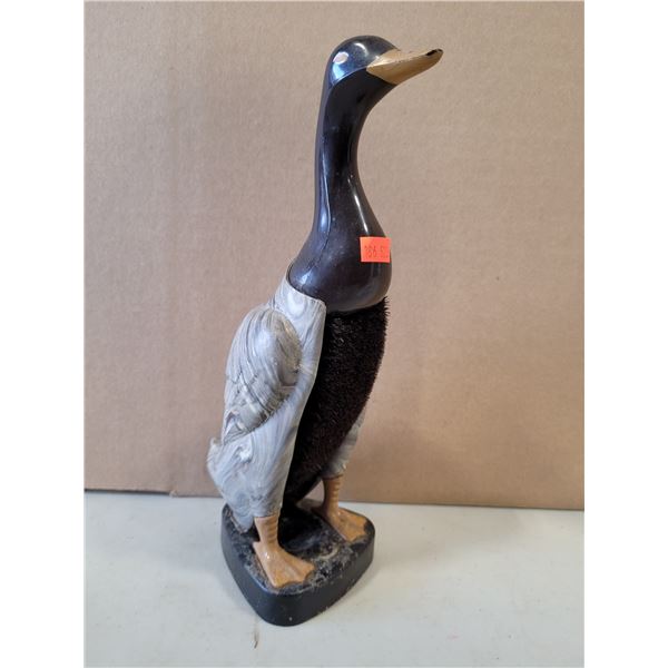 VTG Carved Horn Duck Goose Clothes Brush Figurine