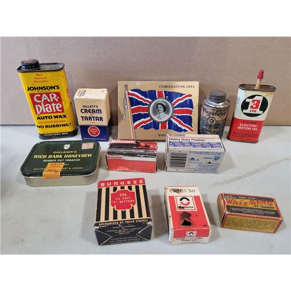 VTG Variety Lot w/ 3-In-One Oil Tin, 1953 Coronation Card & More