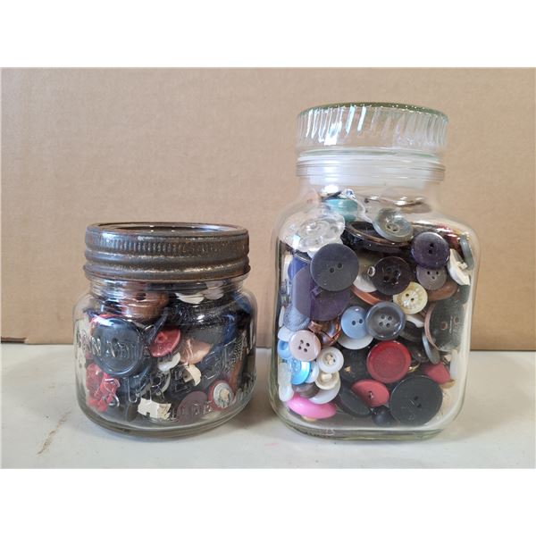 Lot of Assorted Buttons w/ Jars