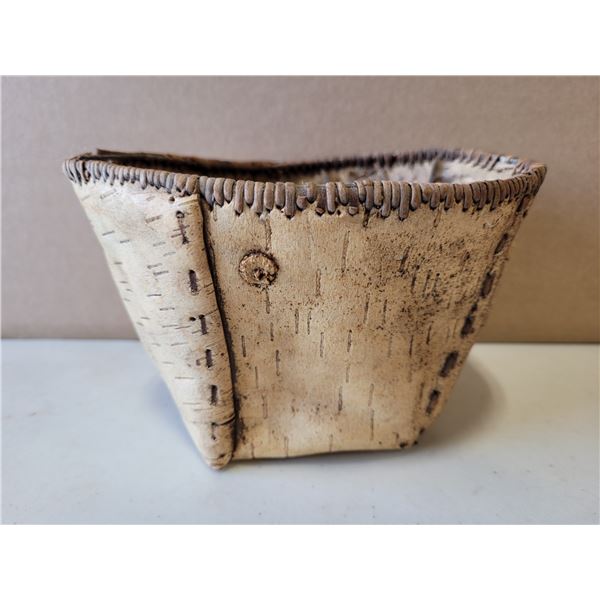VTG Indigenous Style Stitched Bark Container Basket
