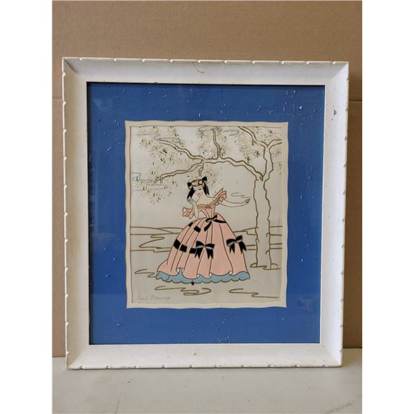 VTG Framed Silk Painting - Signed Raoul Beaudry