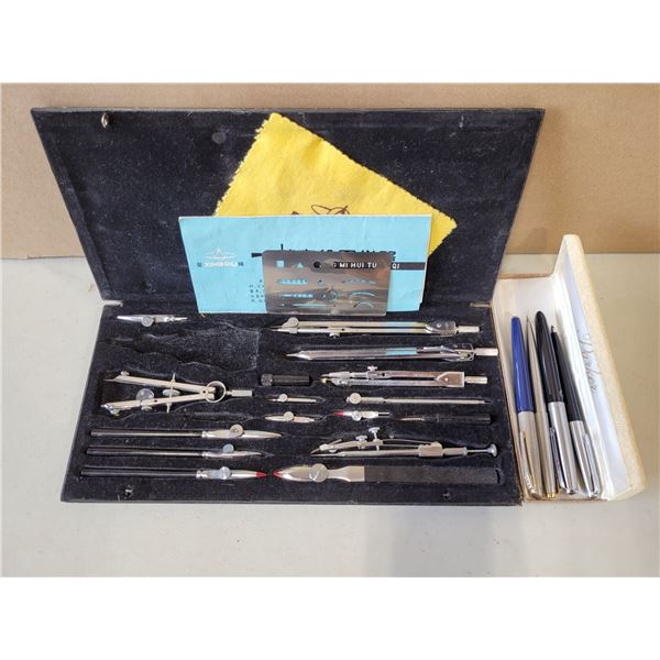 VTG Drafting Instrument Set Compass Kit & Parker Pen Set