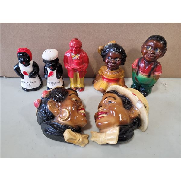 VTG Black Americana Salt & Pepper Shakers & Figurines Lot