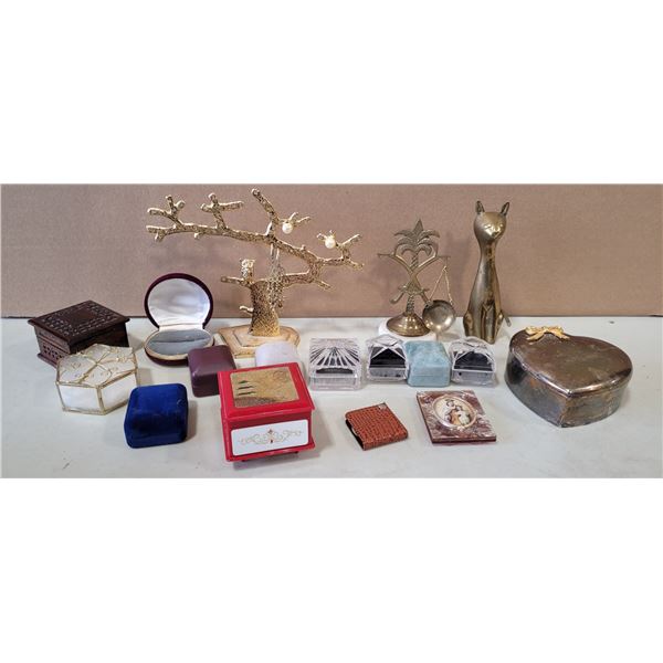 VTG Variety Lot w/ Jewelry / Keepsake Boxes, Bonsai Style Jewelry Stand & More