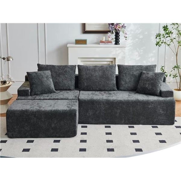 Boneless Cloud Modular Sectional Sofa Left Facing Chaise Free - Grey - Approx: 55.1"D x 90.6"W x 22.