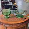 Image 3 : French Style 7-Drawer Chest (50in H) & (2) Vintage Green Depression Glass Bowls