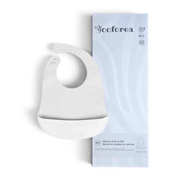 Open Box of 8 Silicone Bibs