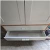 Image 3 : Modern Two-Tone Wardrobe Armoire w/ Drawers & Open Shelf (White/Pine - 38x16x82)