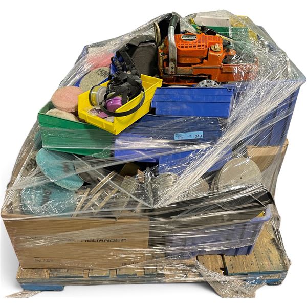 Surprise Pallet of Misc Goods - Shop Tools & Supplies Featuring Vintage ECHO Chainsaw Powerhead, Pol