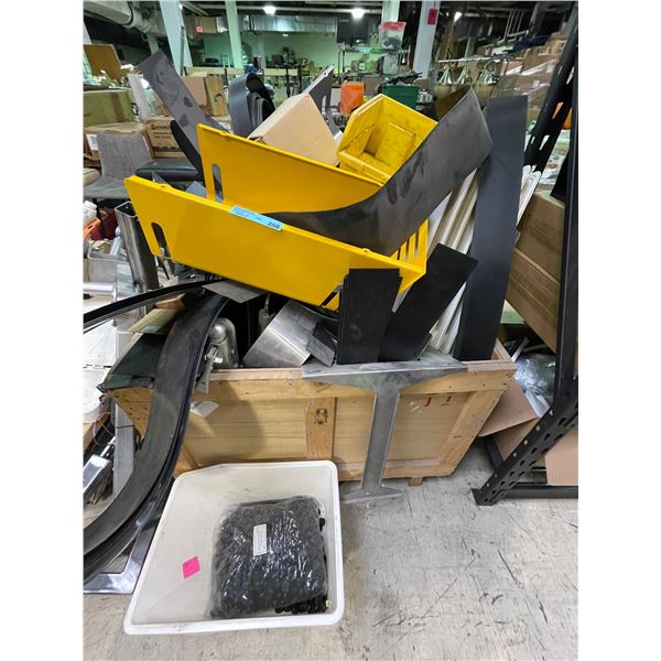 Pallet Crate of Industrial Machine Covers & Parts Featuring Powder-Coated Metal Guards, Rubber Skirt