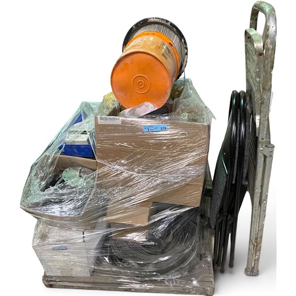 Pallet of Industrial Grinding & Electrical Supplies Featuring LEESON Electric Motor, Bona Abrasive D