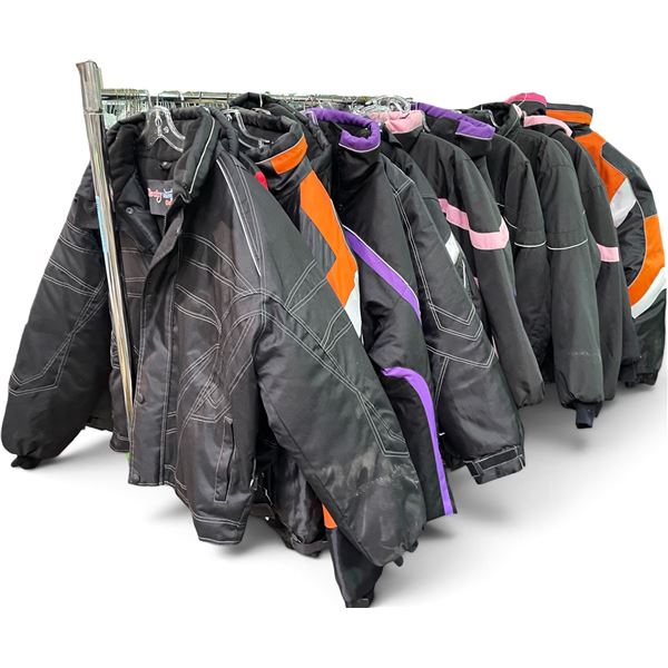 Rack full of Black Winter Ski Jackets - various colors & Sizes (rack is not included)
