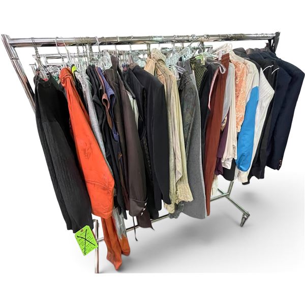Movie Set Dec Rack of Clothes - includes assorted Costumes & Accessories  (Rack is not included)