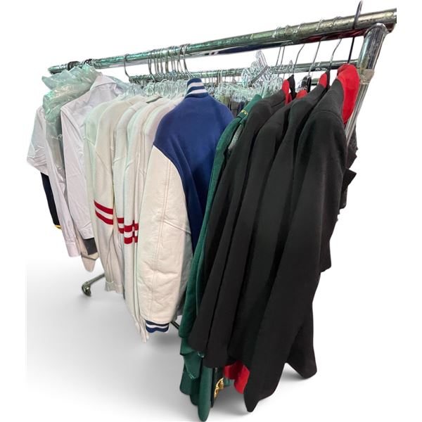 Movie Set Dec Rack of Clothes - includes High School Jackets/Airline Costumes & More (Rack is not in