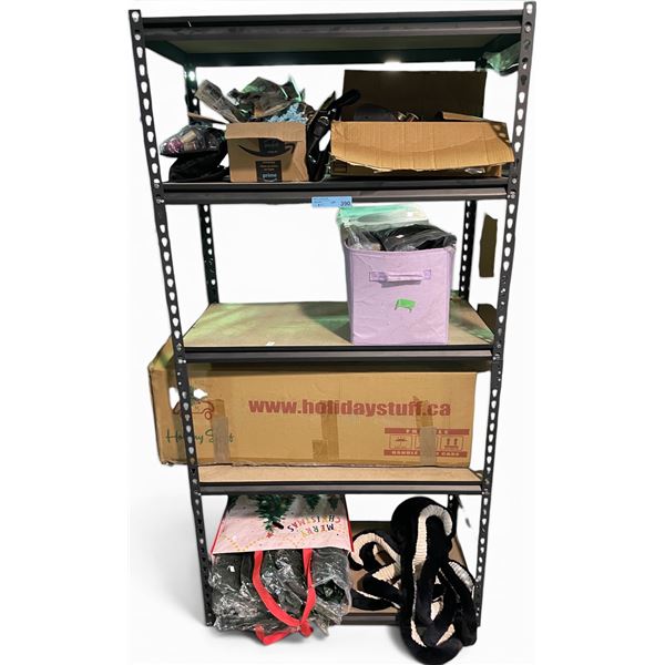 Shelf Content Lot - includes Faux Plants/Sewing Supplies.Christmas Decor & More