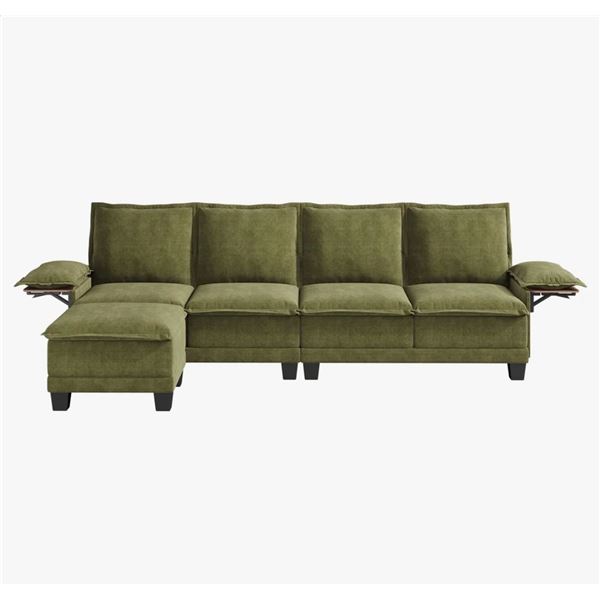 Green Comfy Cloud Couch Large Sofa for Living Room w/ Ottoman - SKU: USACOPN1087760-4 -
