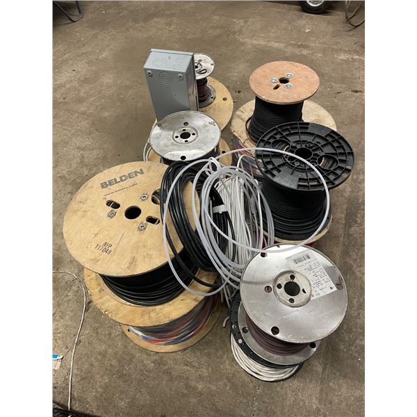 Assorted Electrical Wire Spools and Electrical Box Lot