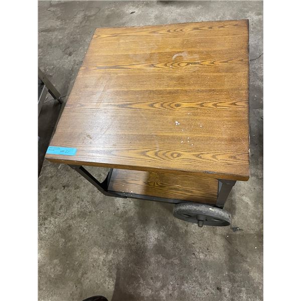Industrial-Style Rolling Wooden Cart / Work Table