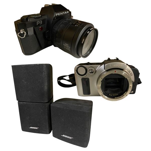 Pentax P3 SLR Camera, Canon EOS IX Body & Bose Cube Speakers