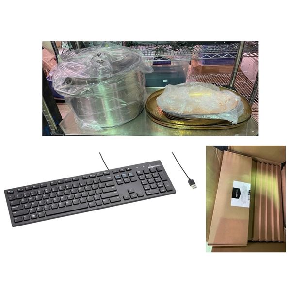 BNIB Amazonbasics Keyboards & New Stock Kitchen Pot w/ Golden Serving Trays