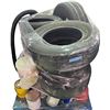 Image 1 : Pallet - Bundled Stack of Various Tires, Paint Cans & Buckets
