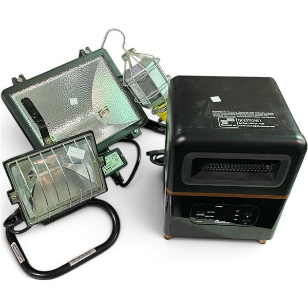 Group of 2 Work Lights & Table Top Heater