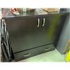 Image 1 : Dark Brown Wood Cabinet Bed w/ Drawer - approx. 46" x 43" x 25"