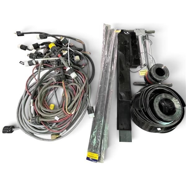 Group of assorted Colled Heavy-Duty Industrial Electrical Cables/Black PVC Rolls/New Heat Shrink Tub