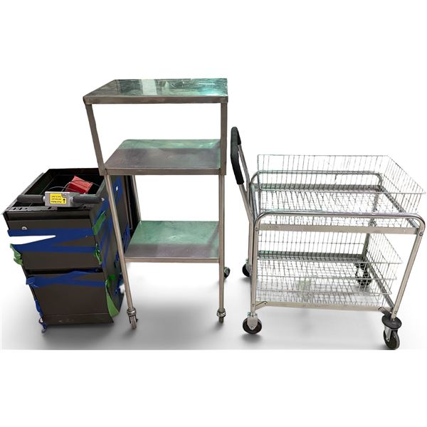 Group of 2 Restaurant Equipment Carts & Keremee Vacuum Cleaner