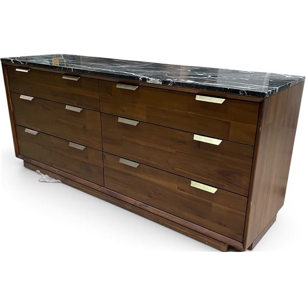 Modern Contemporary 6-Drawer Dresser Marble Like Top (Approx. 63x18x26)