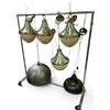Image 1 : Group of Hanging Pendant Lights - Brushed Steel/Brass & Hammered Metal