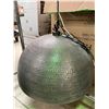 Image 4 : Group of Hanging Pendant Lights - Brushed Steel/Brass & Hammered Metal