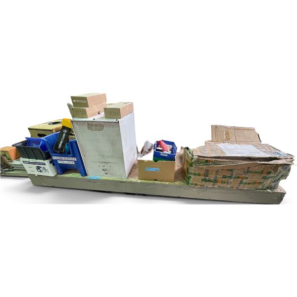 Assorted Shop & Electrical Lot Featuring Sloped-Lid Steel Cabinet, Cat 5e Cable, LED Tracks, Uline R