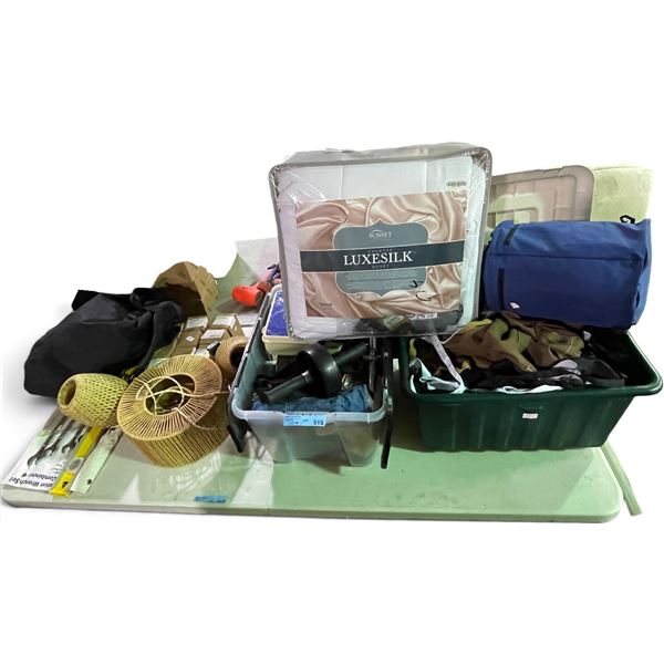 Group of Misc - Pendant Lights, Bags, Luxesilk Duvet, First Aid Kit, Etc.
