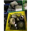 Image 3 : Plastic Milk Crates of Assorted Shop Supplies Featuring Heavy-Duty Duct/Foil Tape, Plumbing Couplers