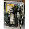 Image 2 : Clear Storage Totes of Assorted Household Goods Featuring Airzeen R7 Robot Vacuum (In Box), Desk Lam