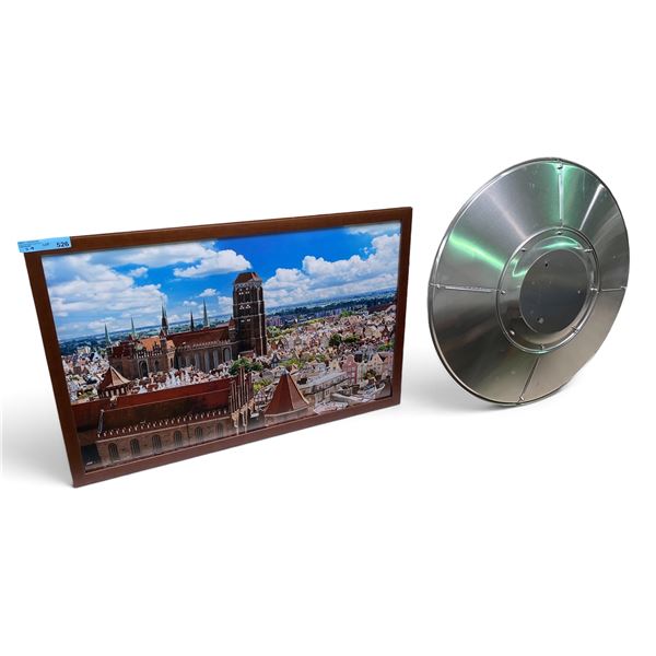 Large Framed European Cityscape Panoramic Wall Art & Aluminum Patio Heater Top Reflector Shield