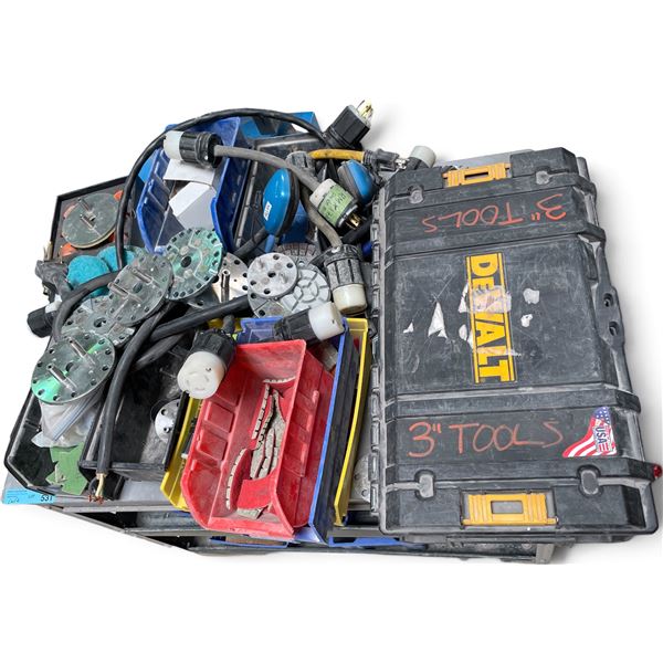 Concrete Floor Polishing Tooling & Accessories Lot Featuring DeWalt ToughSystem Case, Grinding Heads