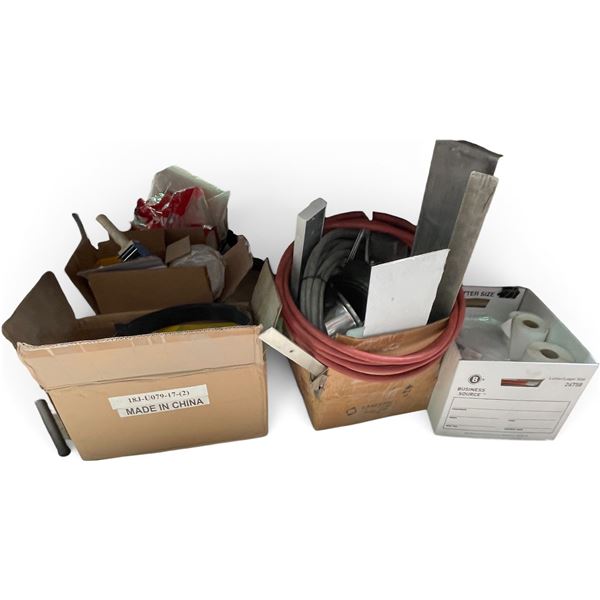 Boxes Assorted Shop Supplies & Hardware Featuring Sunrise Light Scopes, Thermal Paper Rolls, Air/Pro