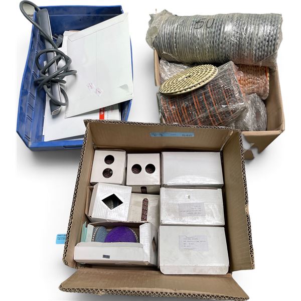 Shop & Warehouse Supplies: Assorted Diamond Polishing Pads, Belkin Power Strip, Uline Shelf Label Ho