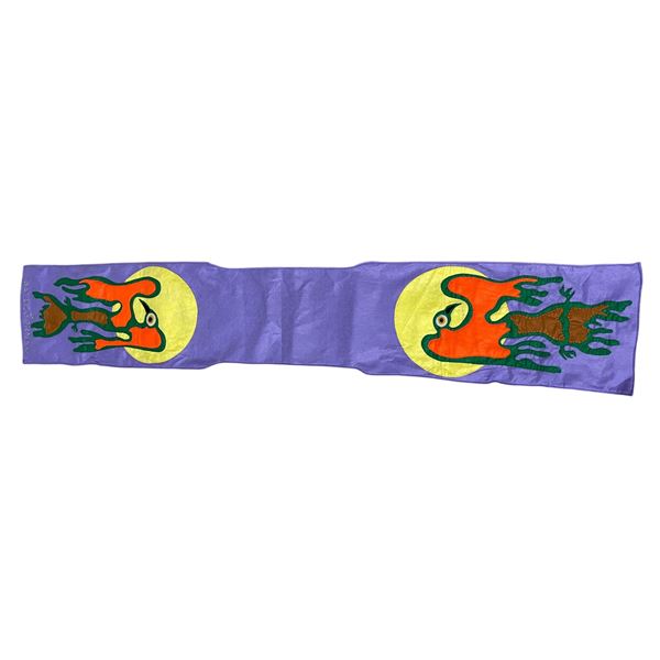 Paul Johnny, Purple Felt Applique Scarf with Abstract Figures