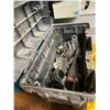 Image 4 : L2 - Group Lot of Hand Tools, Tool Boxes, Tool Belts, and Shop Gear - EMPTY Grey and Green Tool Boxe