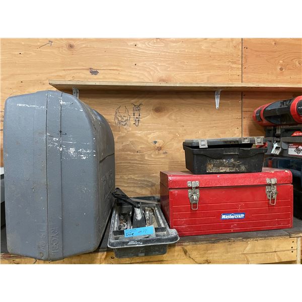 L2 - Mastercraft Red Metal Cantilever Tool Box with Assorted Contents