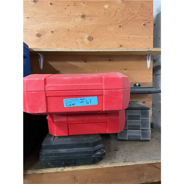 L2 - Empty DeWalt and Red Plastic Tool Case Stack with Parts Organizer