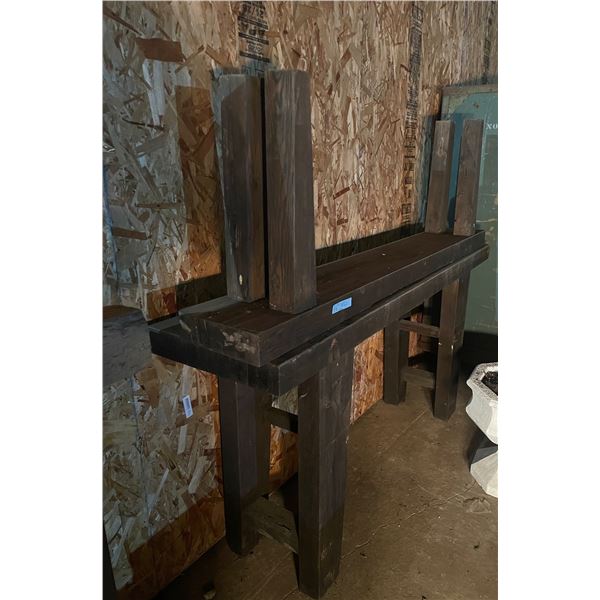 L2 - Set of 2 Rustic Dark-Stained Wooden Bench